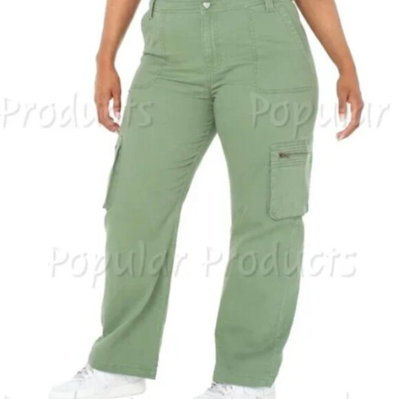 Love Trends Olive Green Mid Rise Wide Leg Cargo Pant  Size 5. Junior - Picture 4 of 11